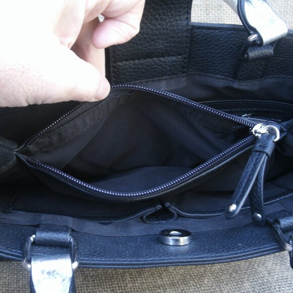 Black Nine West Tote Purse Faux Leather - Picture 9 of 16